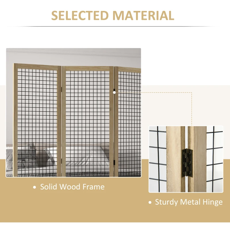 HOMCOM 4.7' 4 Panel Room Divider, Indoor Privacy Screens for Home, Natural
