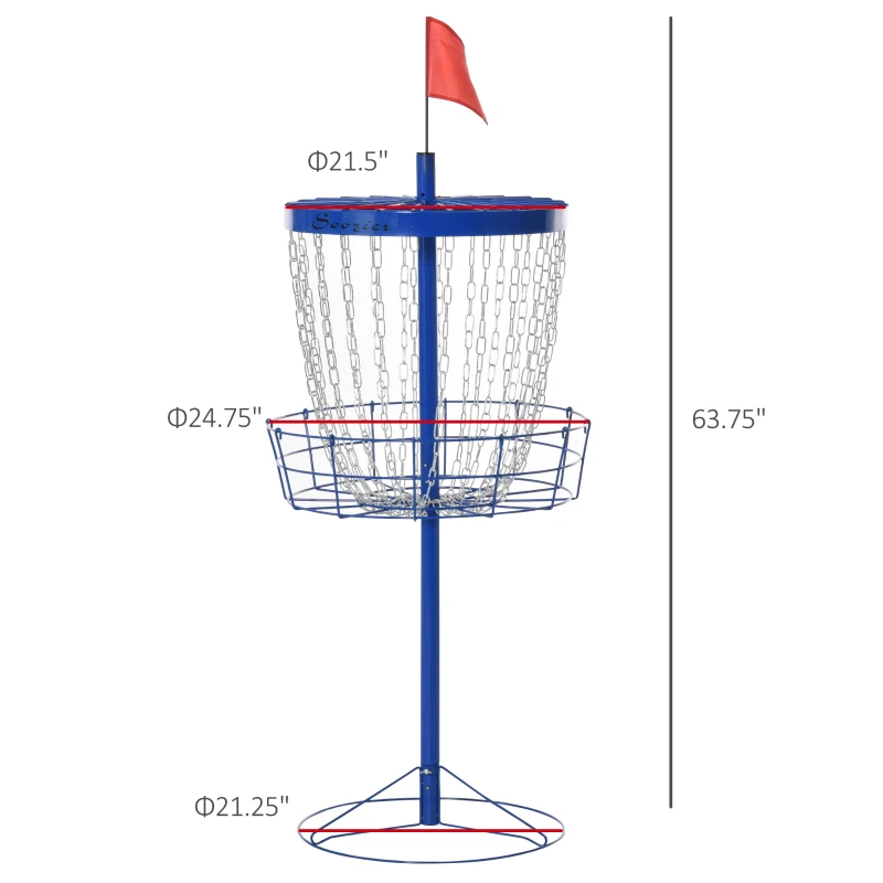 Soozier 24-Chain Portable Practice Basket for Disc Golf Target Stand Easy Assembly & Lightweight Basket w/ Carry Bag Deep Blue
