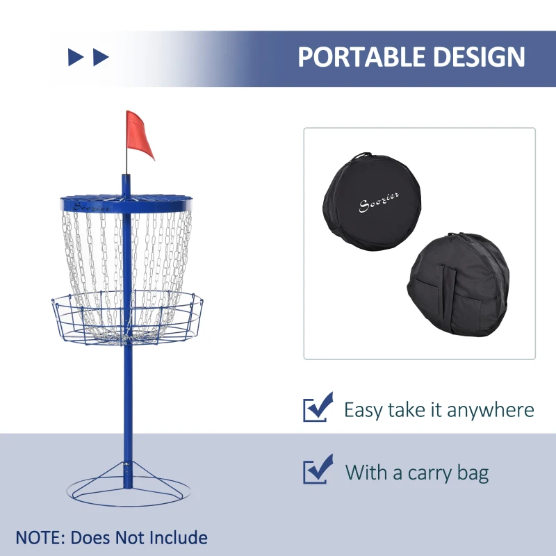 Soozier 24-Chain Portable Practice Basket for Disc Golf Target Stand Easy Assembly & Lightweight Basket w/ Carry Bag Deep Blue