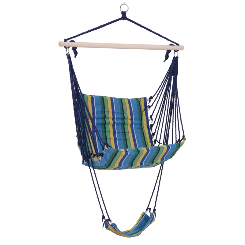 Outsunny Patio Hammock Chair, Hanging Hammock Padded Seat Air Deluxe Sky Swing with Footrest for Any Indoor or Outdoor Spaces Camping Sleeping Reclining Chair