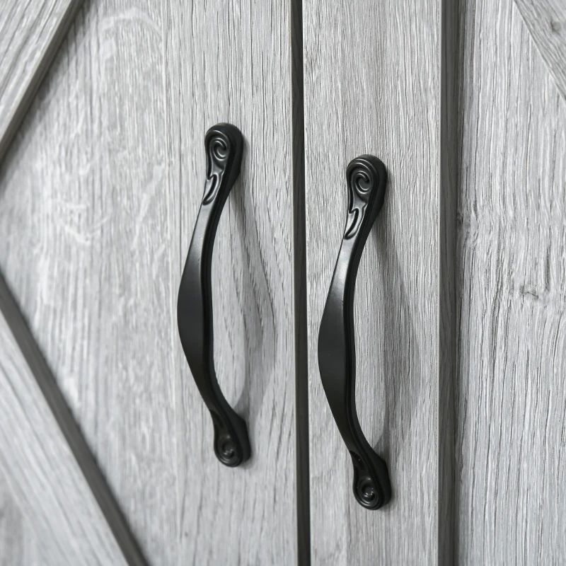 HOMCOM Farmhouse Sideboard Buffet Cabinet, Storage Cabinet with Barn Doors, Grey Grain