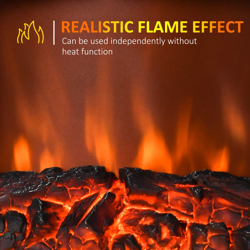 HOMCOM Electric Fireplace Heater, Freestanding Fireplace Stove with Realistic Flame Effect, Overheat Safety Protection, 750W/1500W, White