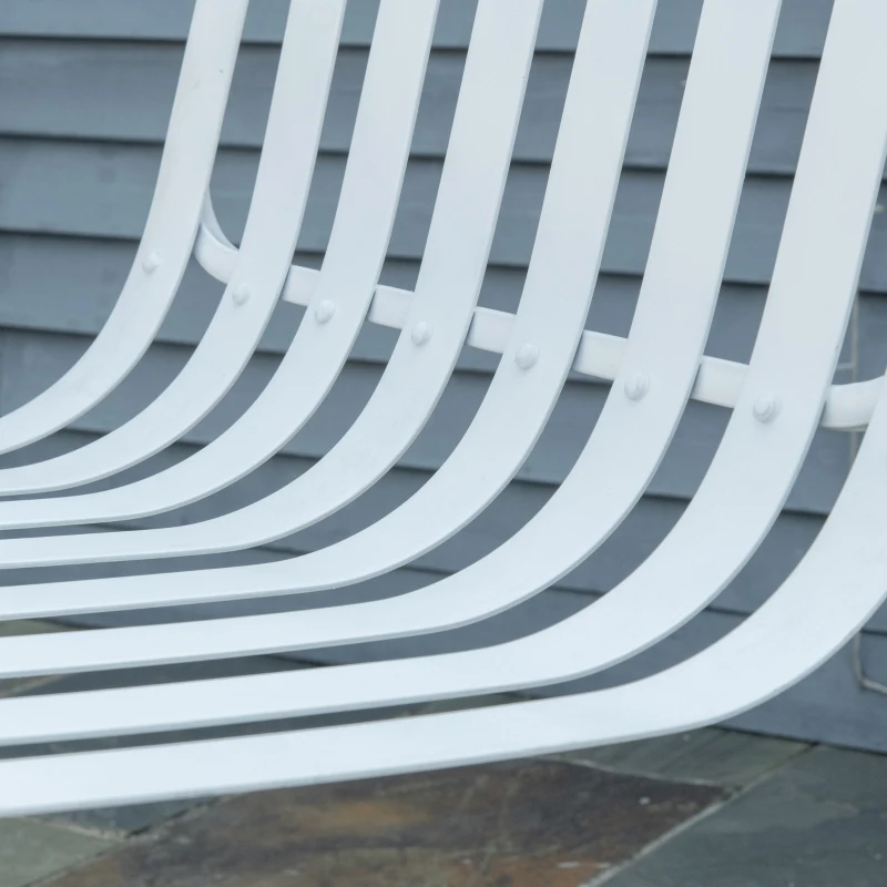 Outsunny 3 Pieces Patio Bistro Set, Metal Frame Garden Coffee Table Set with 2 Chairs & Round Table for Outdoor Yard Porch Poolside Balcony, White