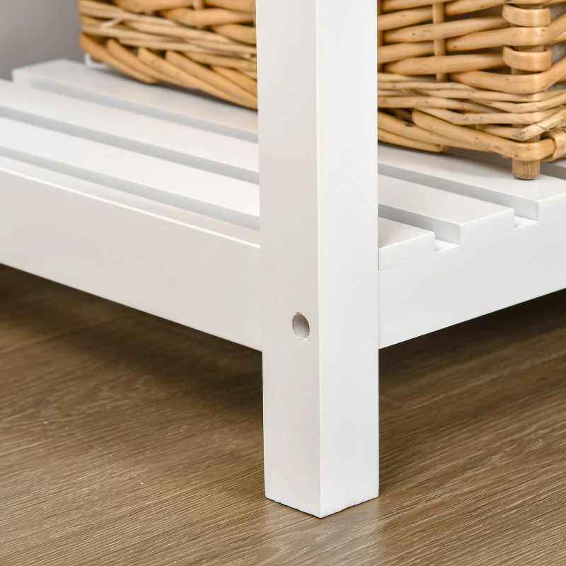 HOMCOM Console Table Sofa Table Sideboard with 4 Drawers & Slatted Shelf for Kitchen, Entryway, White