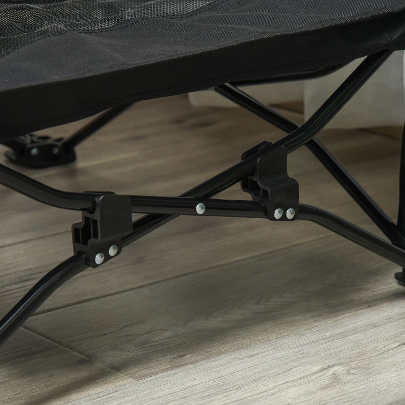 PawHut Elevated Pet Cot with Removable Canopy Shade UV Protection Portable Foldable Raised Bed Cot Carry Bag for Large and Medium-sized Dogs Indoor Outdoor Black