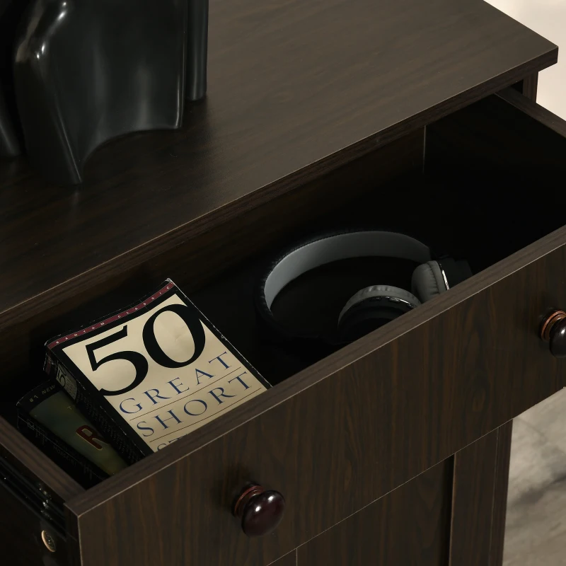 HOMCOM Bathroom Floor Cabinet, Freestanding Storage Cabinet with Drawer and Shaker Doors, Accent Cabinet, Sideboard with Adjustable Shelf, Brown