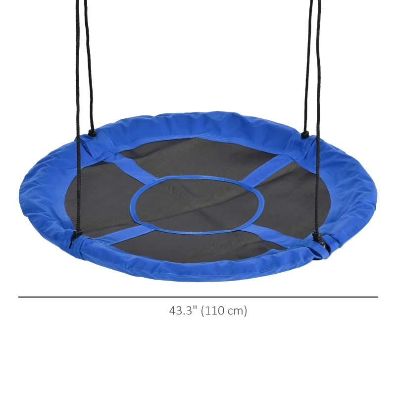 Outsunny 43.25" Saucer Swing, Nest Web Rope Seat with Adjustable Hanging Ropes, for Indoor Outdoor Children 3-12 Years Old, Blue