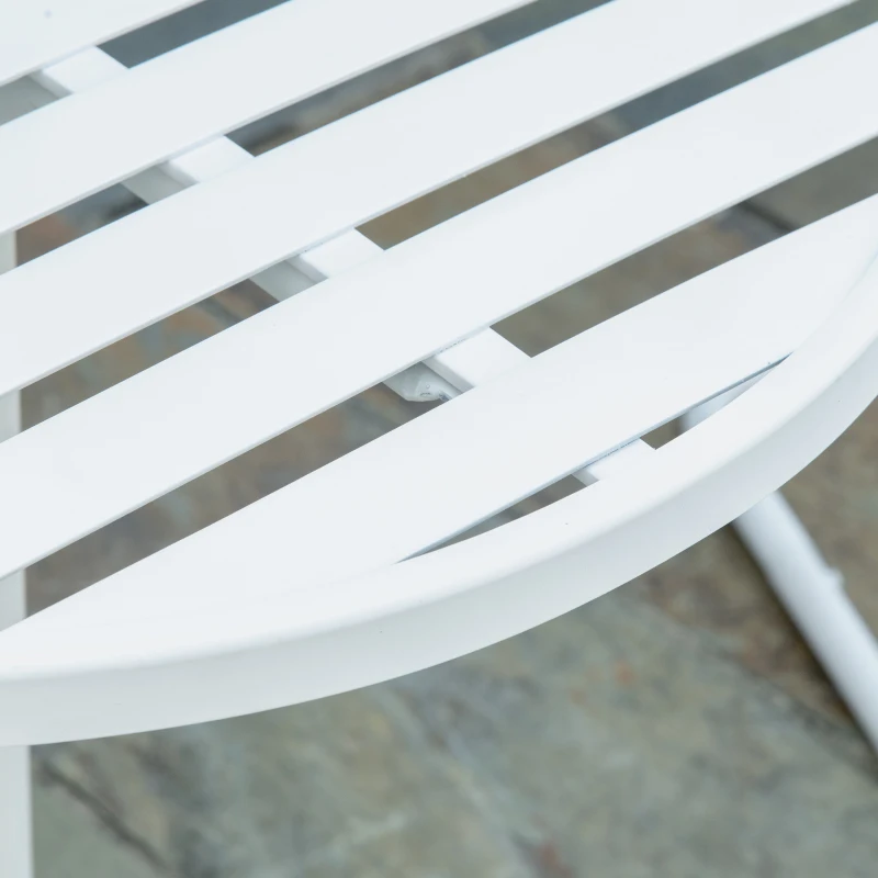 Outsunny 3 Pieces Patio Bistro Set, Metal Frame Garden Coffee Table Set with 2 Chairs & Round Table for Outdoor Yard Porch Poolside Balcony, White