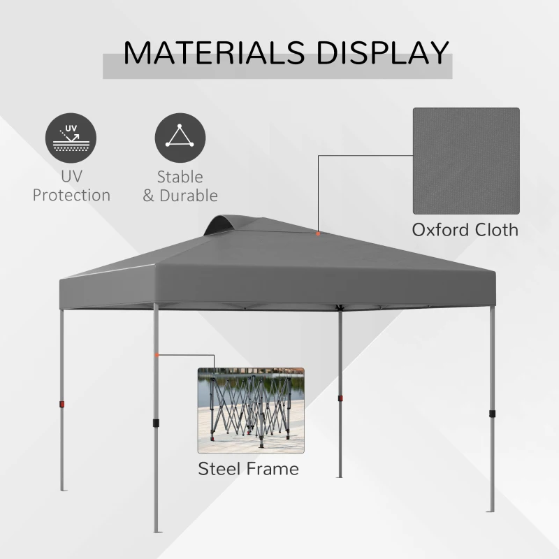 Outsunny 10' x 10' Outdoor Gazebo Pop Up Canopy Party Tent with Carrying Bag, Dark Gray