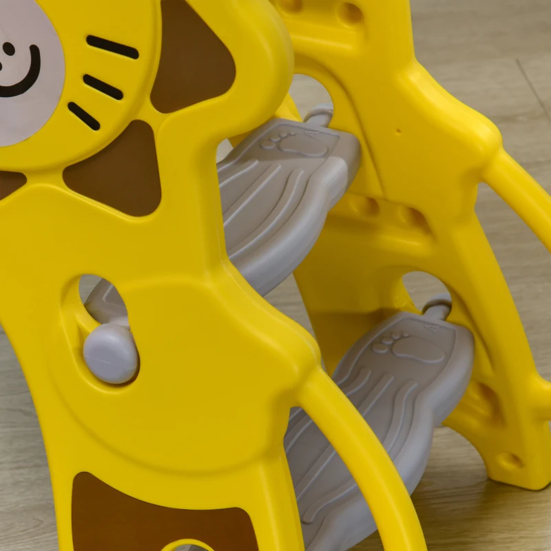 Qaba 3 in 1 Slide for Toddlers, Kids Slide Playset with Basketball Hoop, Climber, for 18-36 Months, Yellow