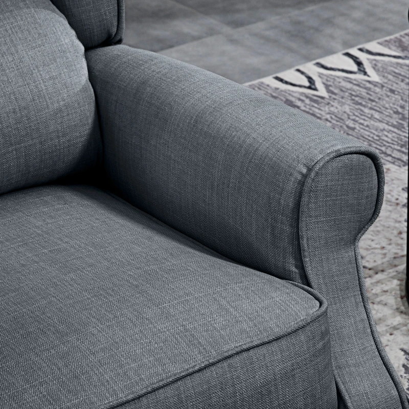 HOMCOM Vibrating Massage Recliner Chair with Heat, Wingback Push Back Reclining Chair for Living Room, Charcoal Gray