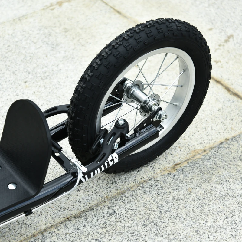 Aosom Youth Kick Scooter with Adjustable Handlebar and 16'' Inflatable Rubber Wheel for Kids and Teens 5+ Year Old, Black