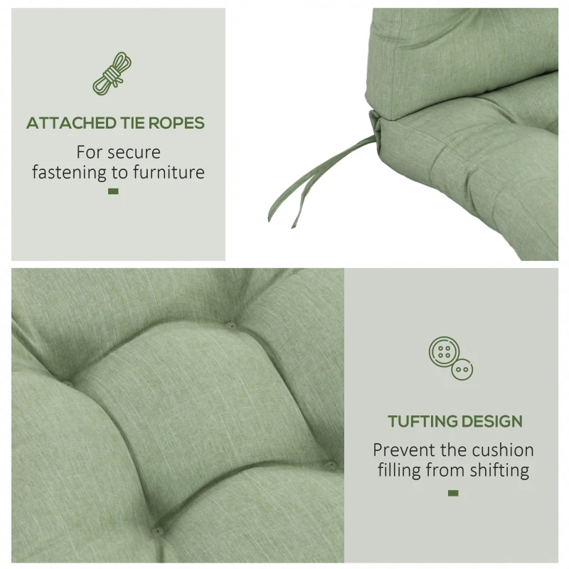 Outsunny Outdoor Patio Chair Seat/Back Chair Cushion Replacement, Tufted Pillow with Thick Filling and String Ties, Light Green