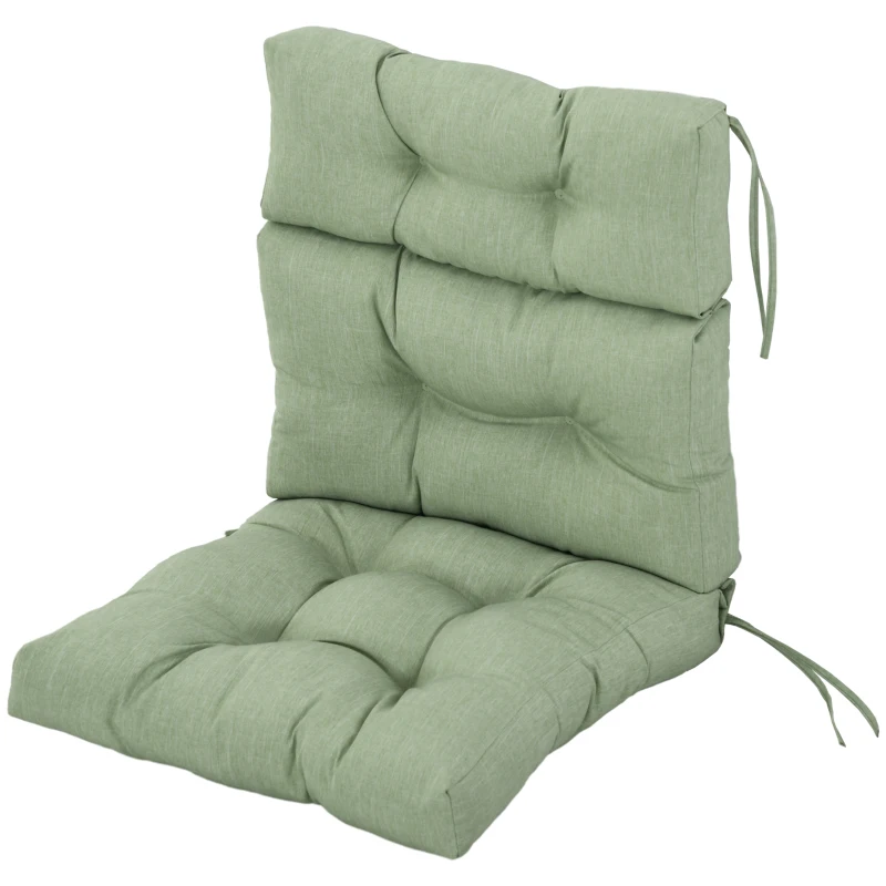 Outsunny Outdoor Patio Chair Seat/Back Chair Cushion Replacement, Tufted Pillow with Thick Filling and String Ties, Light Green