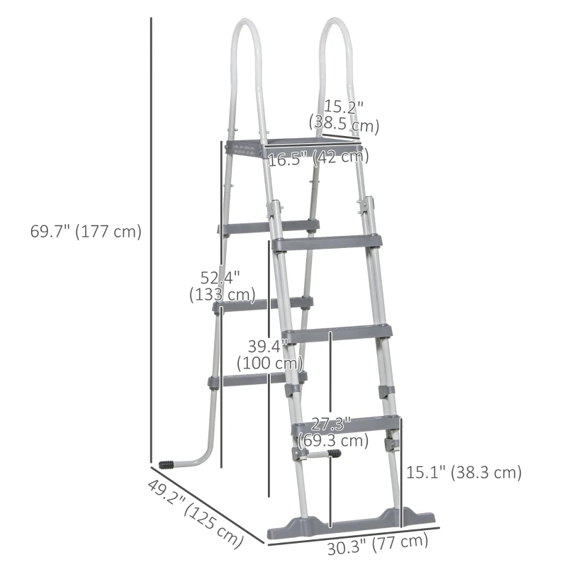 Outsunny 70" Above Ground Pool Ladder for 48" Pool Wall Height, Grey