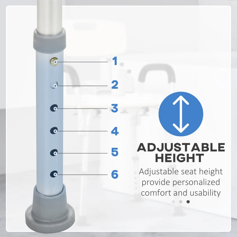 HOMCOM Shower Chair and Toilet Safety Rail Set, Height Adjustable Bath Chair, Width and Height Adjustable Toilet Rail for Seniors, Assist Grab Bar, Easy Installation