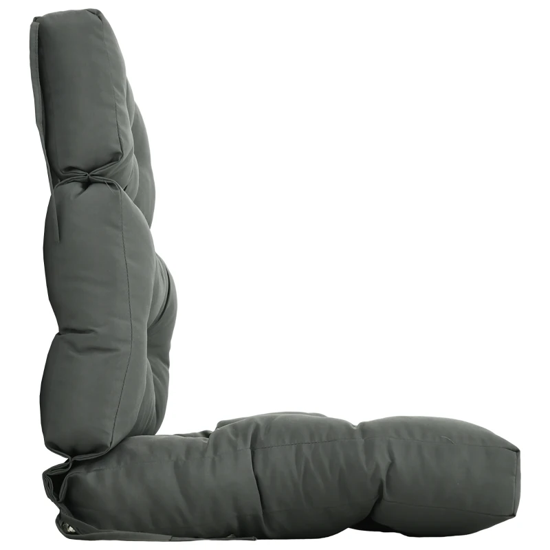 Outsunny Outdoor Patio Chair Seat/Back Chair Cushion Replacement, Tufted Pillow with Thick Filling and String Ties, Dark Grey