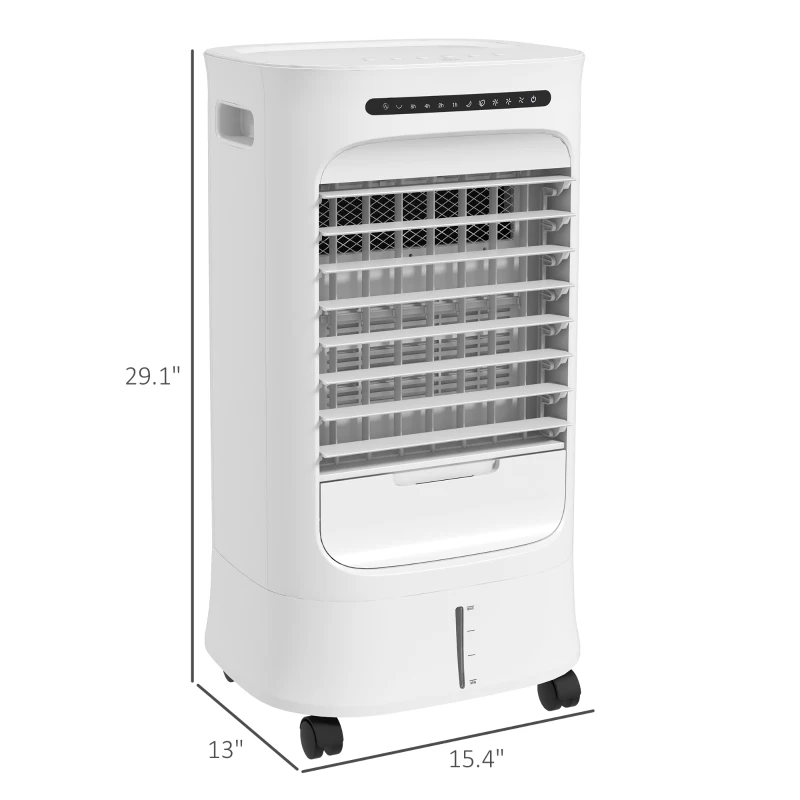HOMCOM Mobile Air Cooler with Ice Packs, Ice Cooling Fan Water Humidifier Unit with Remote, Timer, Oscillating