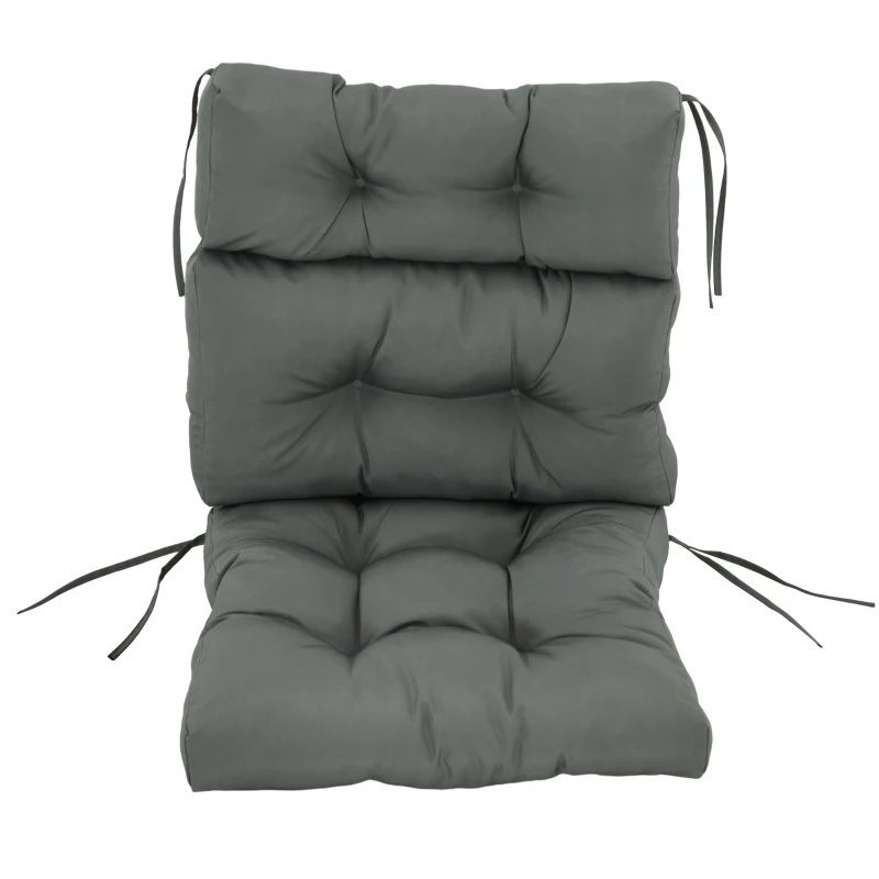 Outsunny Outdoor Patio Chair Seat/Back Chair Cushion Replacement, Tufted Pillow with Thick Filling and String Ties, Dark Grey