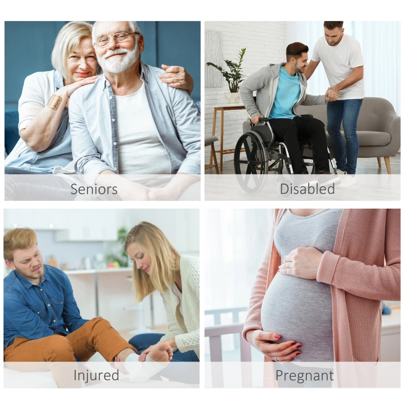 HOMCOM Shower Chair and Toilet Safety Rail Set, Height Adjustable Bath Chair, Width and Height Adjustable Toilet Rail for Seniors, Assist Grab Bar, Easy Installation