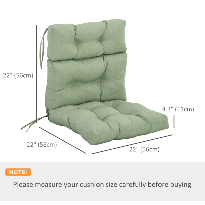 Outsunny Outdoor Patio Chair Seat/Back Chair Cushion Replacement, Tufted Pillow with Thick Filling and String Ties, Light Green