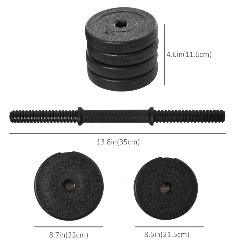 Soozier Adjustable 2 x 22lbs Weight Dumbbell Set for Weight Fitness Training Exercise Fitness Home Gym Equipment, Black (Pair)