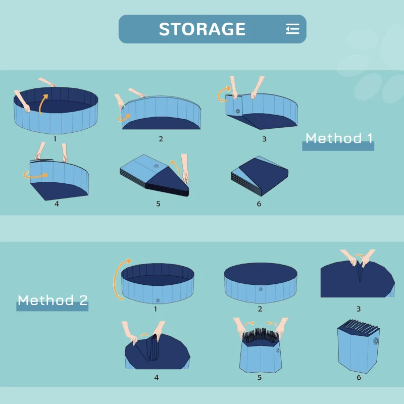 PawHut Folding Dog Pool Portable Pet Kiddie Swimming Pool, Outdoor/Indoor Puppy Bath Tub with Nonslip Bottom for Dogs & Cats,  (Φ47", Blue)