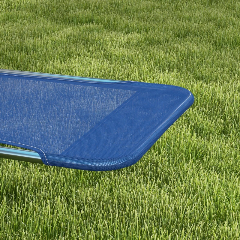Outsunny 2 Piece Sun Loungers, Folding Chaise Lounge Chairs with Reclining Back, Breathable Mesh Seat, Headrest, Dark Blue