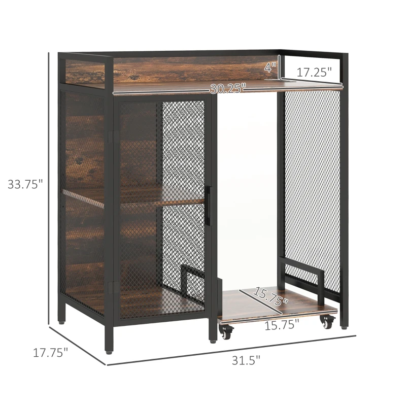 Vinsetto Printer Table with Socket and USB Charging Ports, Printer Stand with CPU Stand and Adjustable Shelf, Rustic Brown