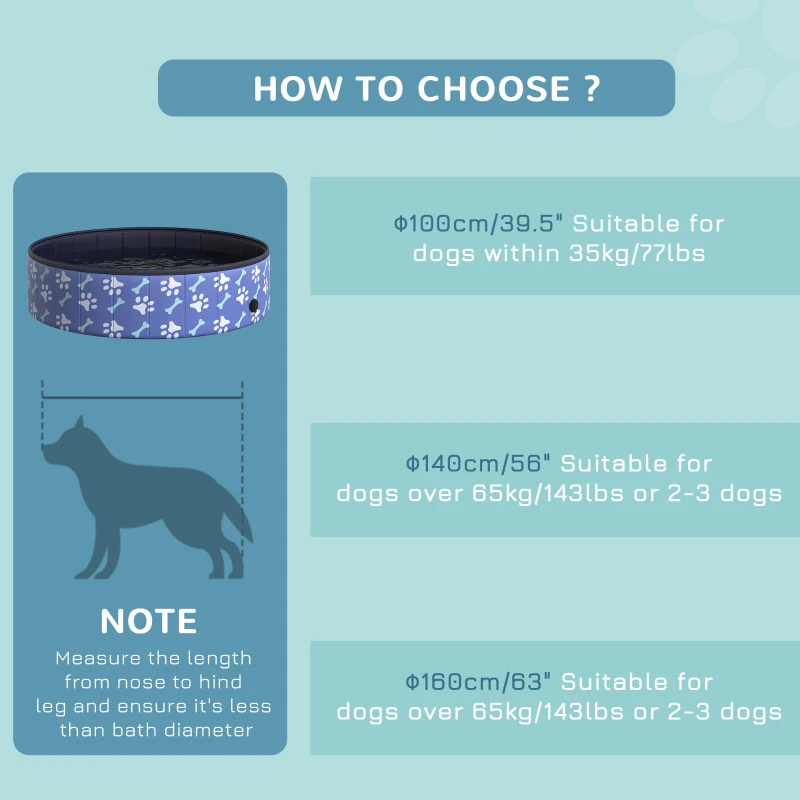 PawHut Folding Dog Pool Portable Pet Kiddie Swimming Pool, Outdoor/Indoor Puppy Bath Tub with Nonslip Bottom for Dogs & Cats,  (Φ47", Blue)