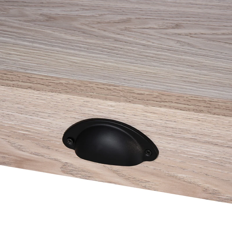 HOMCOM Industrial Computer Writing Desk, Study Desk with Drawer, Steel X-Frame Home Office Workstation, Oak Effect