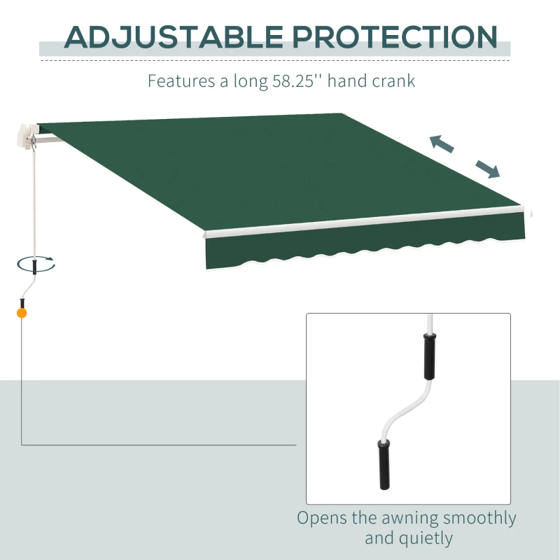 Outsunny 12' x 8' Outdoor Patio Manual Retractable Exterior Window Awning - Green
