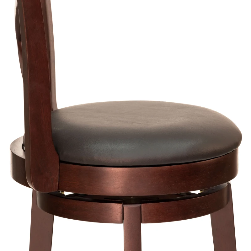 HOMCOM Swivel Bar Stool with Back, 31 Inch PU Leather Bar Height Stool, Farmhouse Barstool with Rubberwood Frame, Black