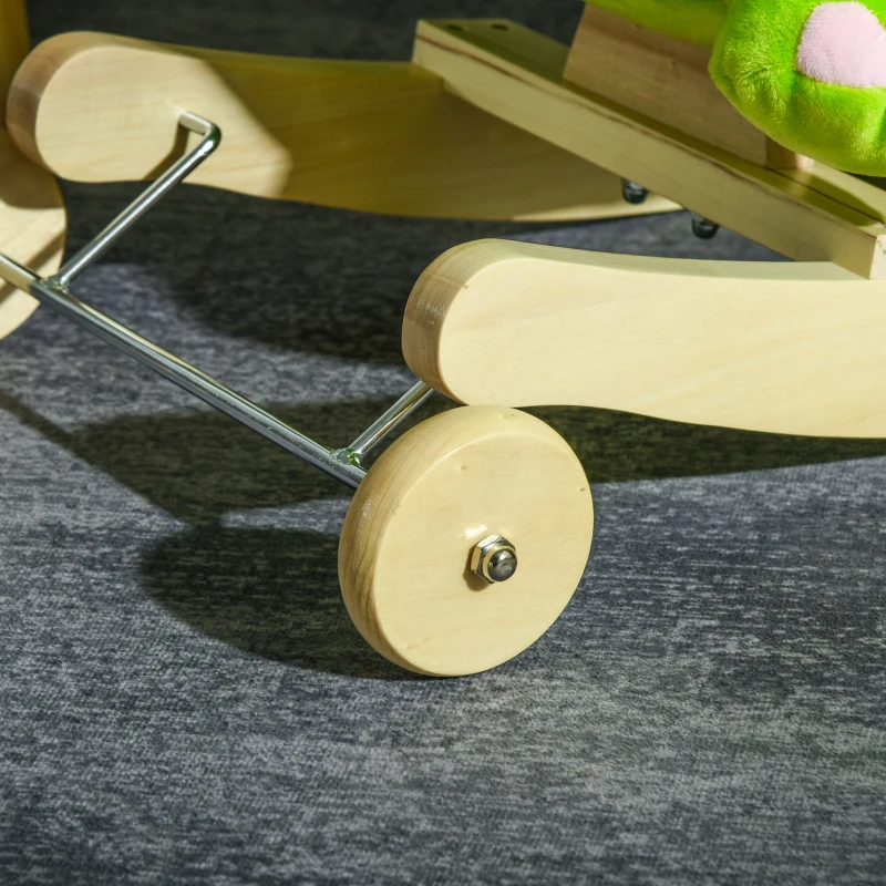 Qaba baby rocking horse Kids Interactive 2-in-1 Plush Ride-On Stroller Rocking Dinosaur With Nursery Song Rocking Horse 18+ months