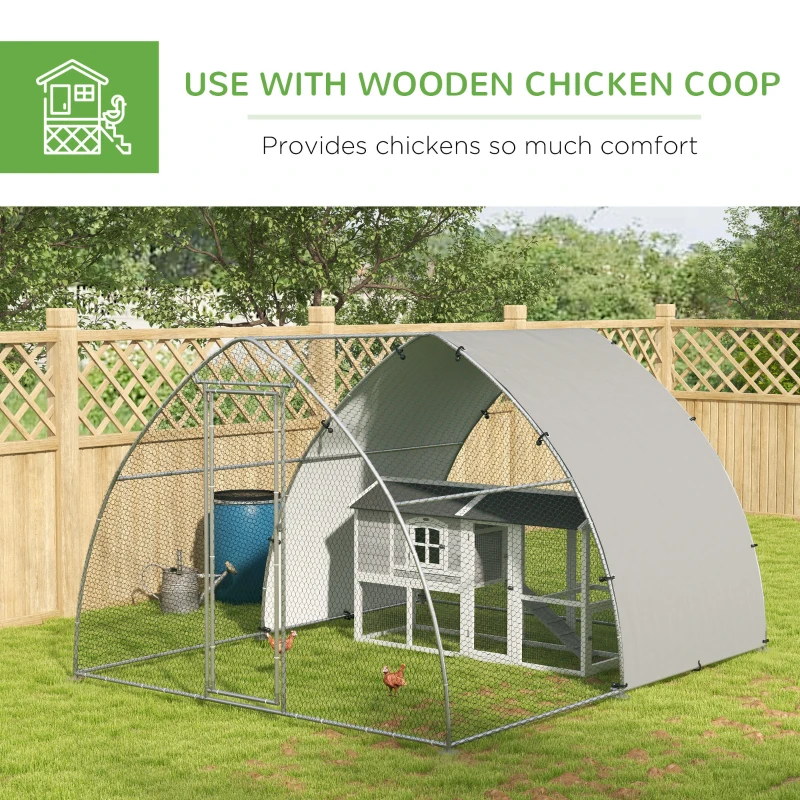 PawHut Large Chicken Run with Cover, Spacious Outdoor Pen for 8-12 Chickens, 10'x12.3'x7.2', Durable