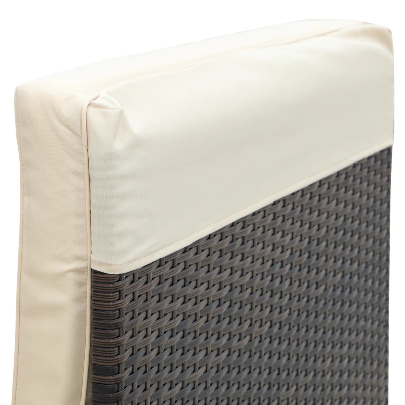 Outsunny Outdoor Lounge Chairs Set of 2 with 5-Level Angles Adjust Backrest, Thick Cushions, & Matching Table, Patio Rattan Furniture Sets for Pool Side, Balcony, Beach, Yard, MixedBrown