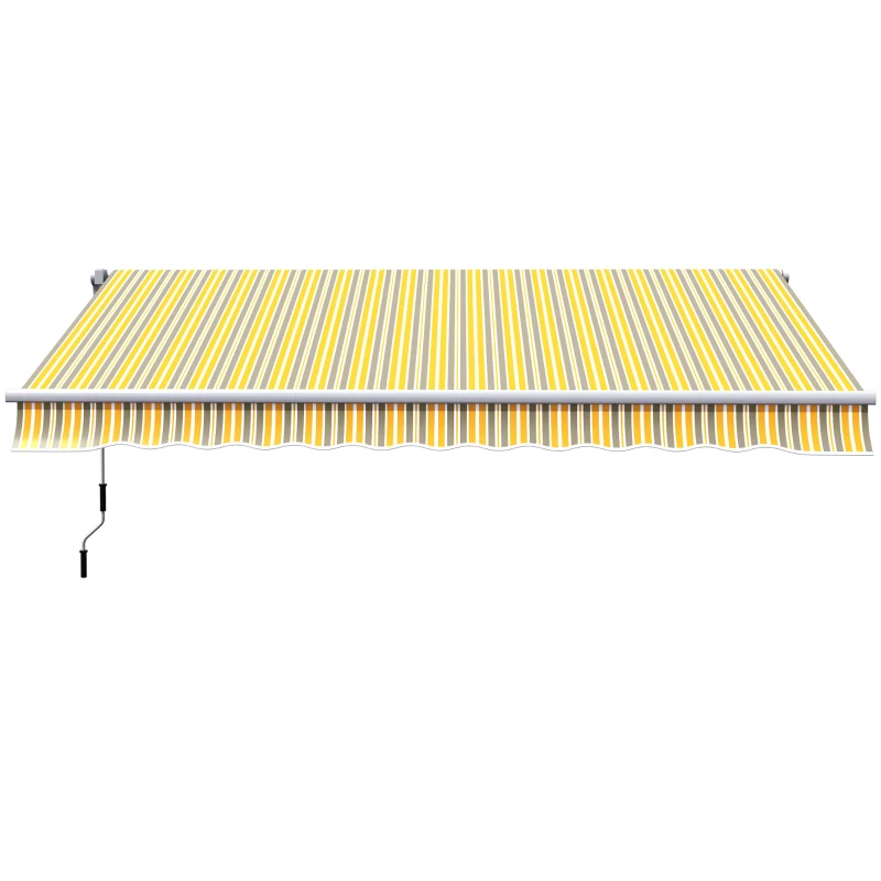 Outsunny 12' x 10' Manual Retractable Awning Outdoor Sunshade Shelter for Patio, Balcony, Yard, with Adjustable & Versatile Design, Yellow and Gray