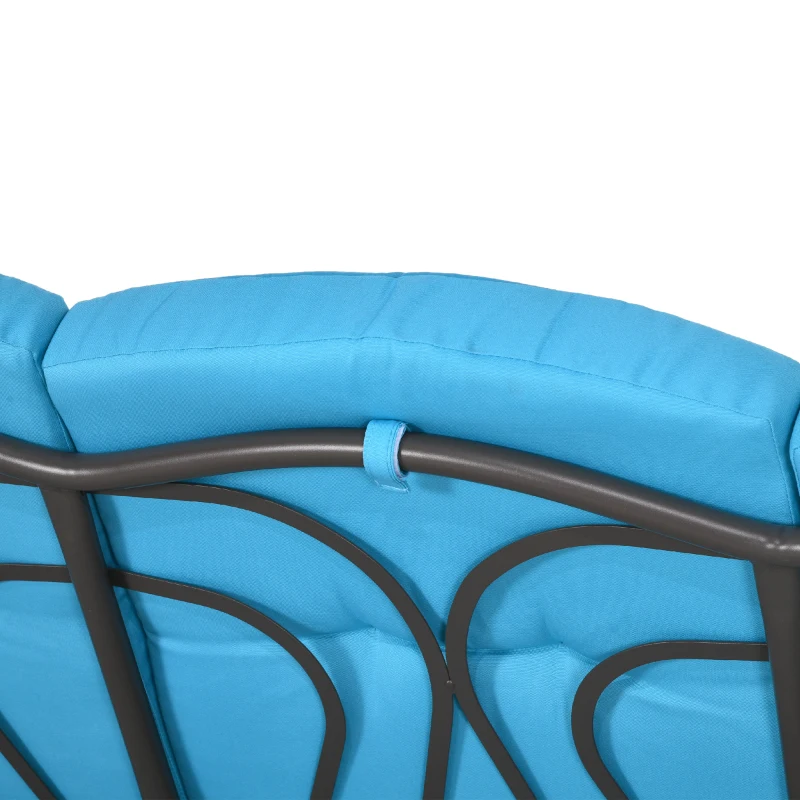 Outsunny 3-Seat Outdoor Porch Swing Chair with Adjustable Canopy, Cushion and Pillows for Garden, Poolside, Blue