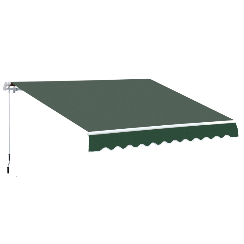 Outsunny 12' x 8' Outdoor Patio Manual Retractable Exterior Window Awning - Green