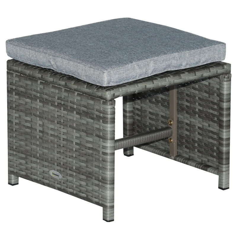 Outsunny 9 Piece Outdoor Rattan Wicker Dining Table and Chairs Furniture Set Space Saving Wicker Chairs w/ Cushions - Gray