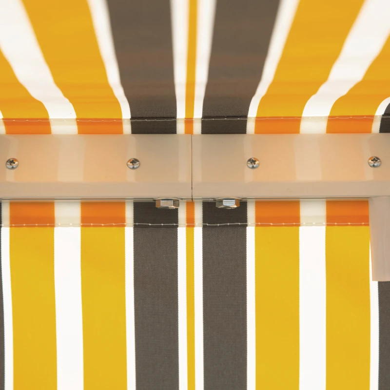 Outsunny 12' x 10' Manual Retractable Awning Outdoor Sunshade Shelter for Patio, Balcony, Yard, with Adjustable & Versatile Design, Yellow and Gray