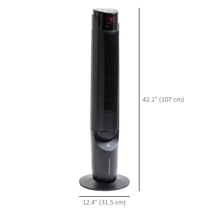 HOMCOM Cooling Fan for Bedroom with Ice Pack, Tower Fan with Remote Control, 3 Modes, 3 Speeds, 3 Speeds, 12H Timer, Black