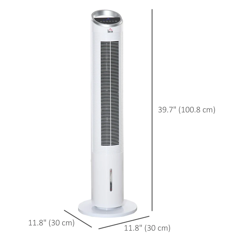 HOMCOM 3-In-1 Evaporative Air Cooler, Oscillation Cooling Fan, Swamp Cooler with Ice Packs, Remote Control, Timer, 3 Modes and 3 Speeds, White