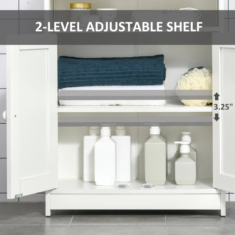 HOMCOM Accent Cabinet, Wood Free Standing Storage Organizer with Double Doors and Adjustable Shelf for Living Room, Kitchen, White