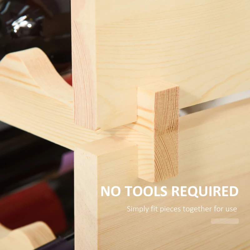 HOMCOM 8-Tier Solid Pine Wooden Wine Rack, Stackable Wine Holder Wine Cabinet Free Standing Floor Liquor Storage Shelf, 72-Bottle