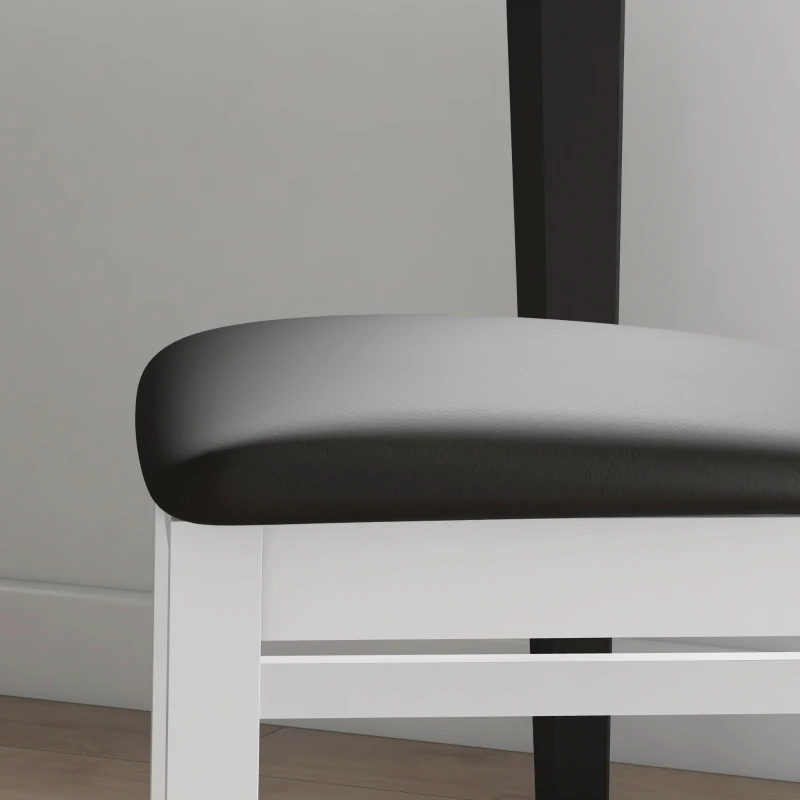 HOMCOM Farmhouse Dining Table Chairs Set of 2, Pine Wood Kitchen Table Chairs with PU Leather Cushion for Living Room, Bedroom