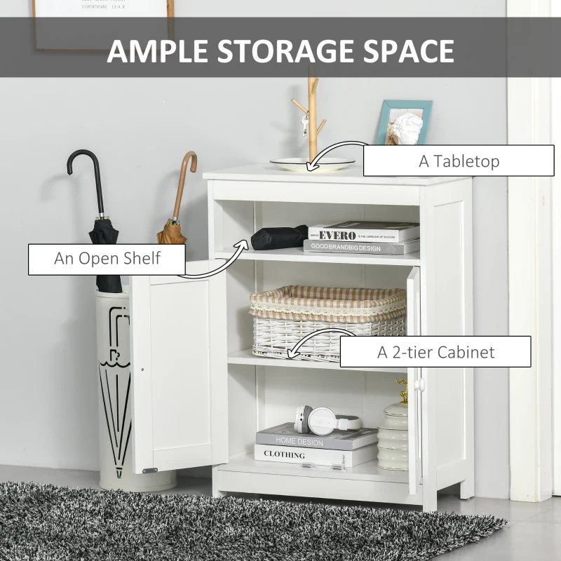 HOMCOM Accent Cabinet, Wood Free Standing Storage Organizer with Double Doors and Adjustable Shelf for Living Room, Kitchen, White