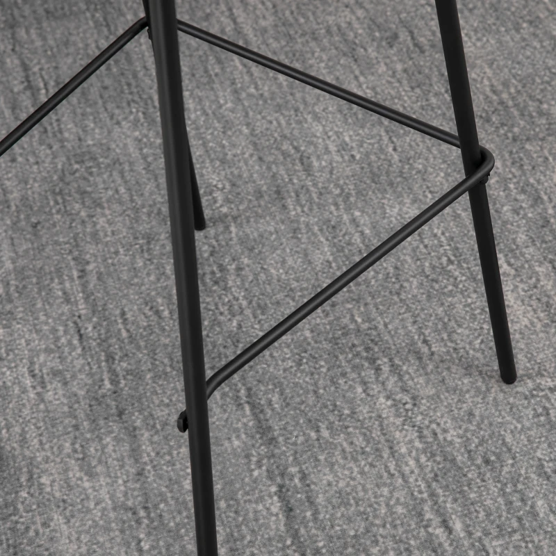 HOMCOM 29.5" Bar Stools Set of 2, Upholstered Extra Tall Barstools, Armless Bar Chairs with Back, Steel Legs, Grey