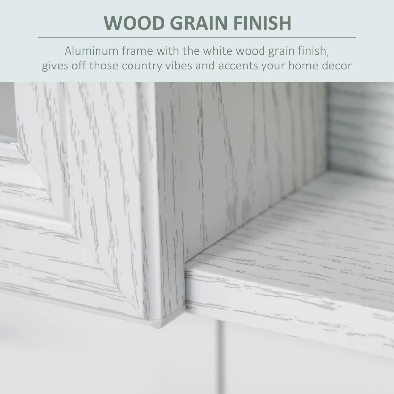 kleankin Aluminum Medicine Cabinet with Mirror, 31.5"W x 27.5"H Bathroom Storage Cabinet with 3-tier Shelves, Wall Mounted, White