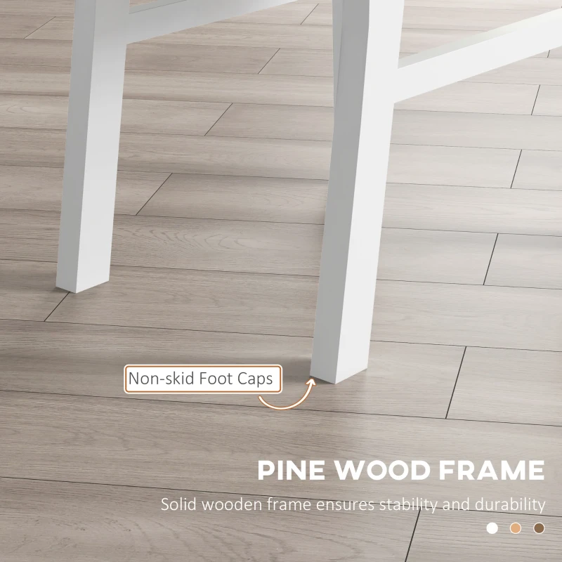 HOMCOM Farmhouse Dining Table Chairs Set of 2, Pine Wood Kitchen Table Chairs with PU Leather Cushion for Living Room, Bedroom